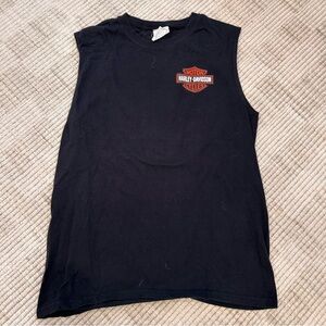 Harley-Davidson Men's Black Tank Top with Orange Emblem